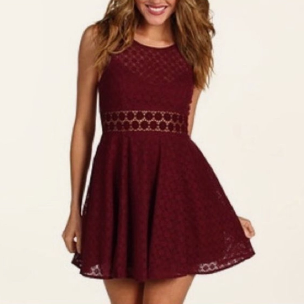 Free People Maroon Daisy Waist Crochet Dress